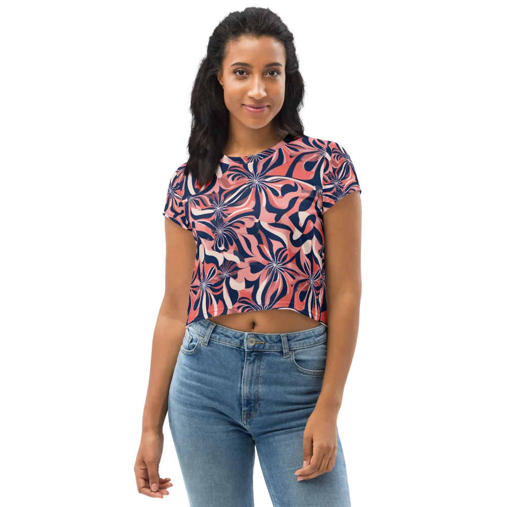 Navy Petal Voltage on Crop Tee — Front