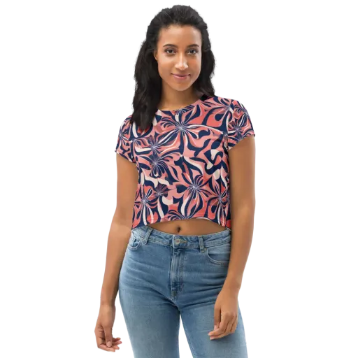 Navy Petal Voltage on a Crop Tee