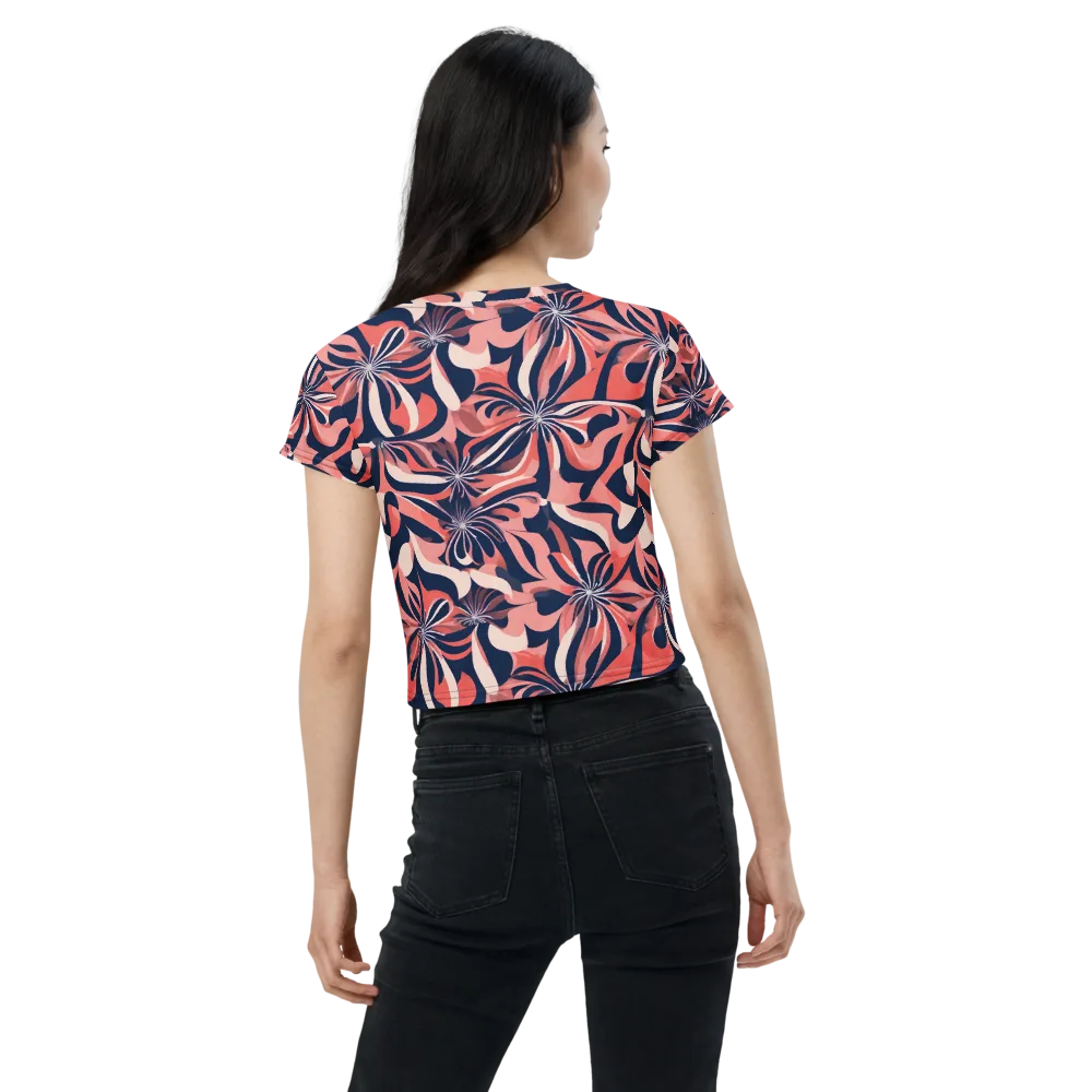 Navy Petal Voltage on Crop Tee — Back