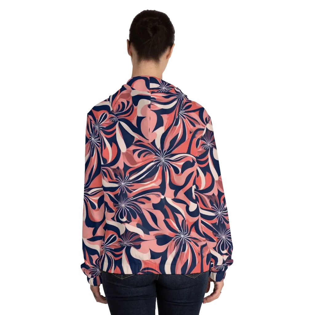 Navy Petal Voltage on Women's Full-Zip Hoodie — Back On Person