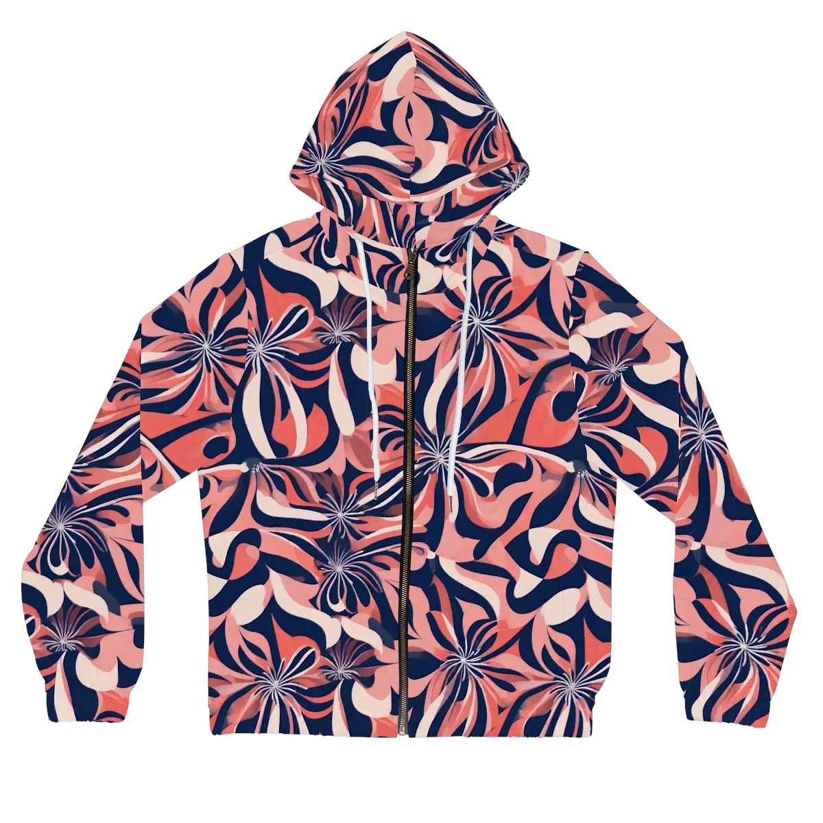 Navy Petal Voltage on Women's Full-Zip Hoodie — Front
