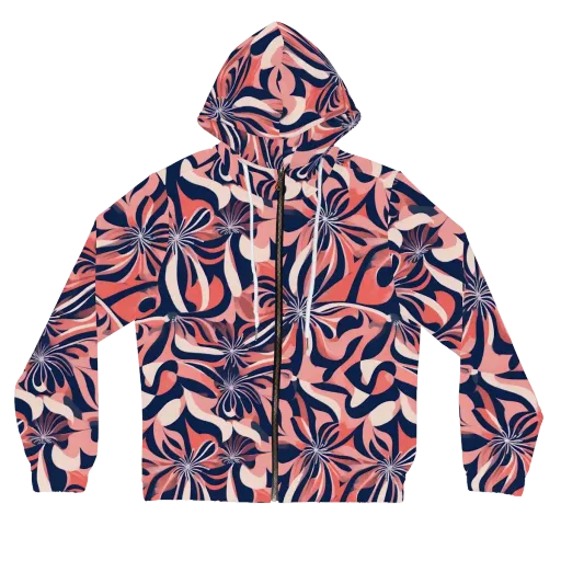 Navy Petal Voltage on a Women's Full-Zip Hoodie
