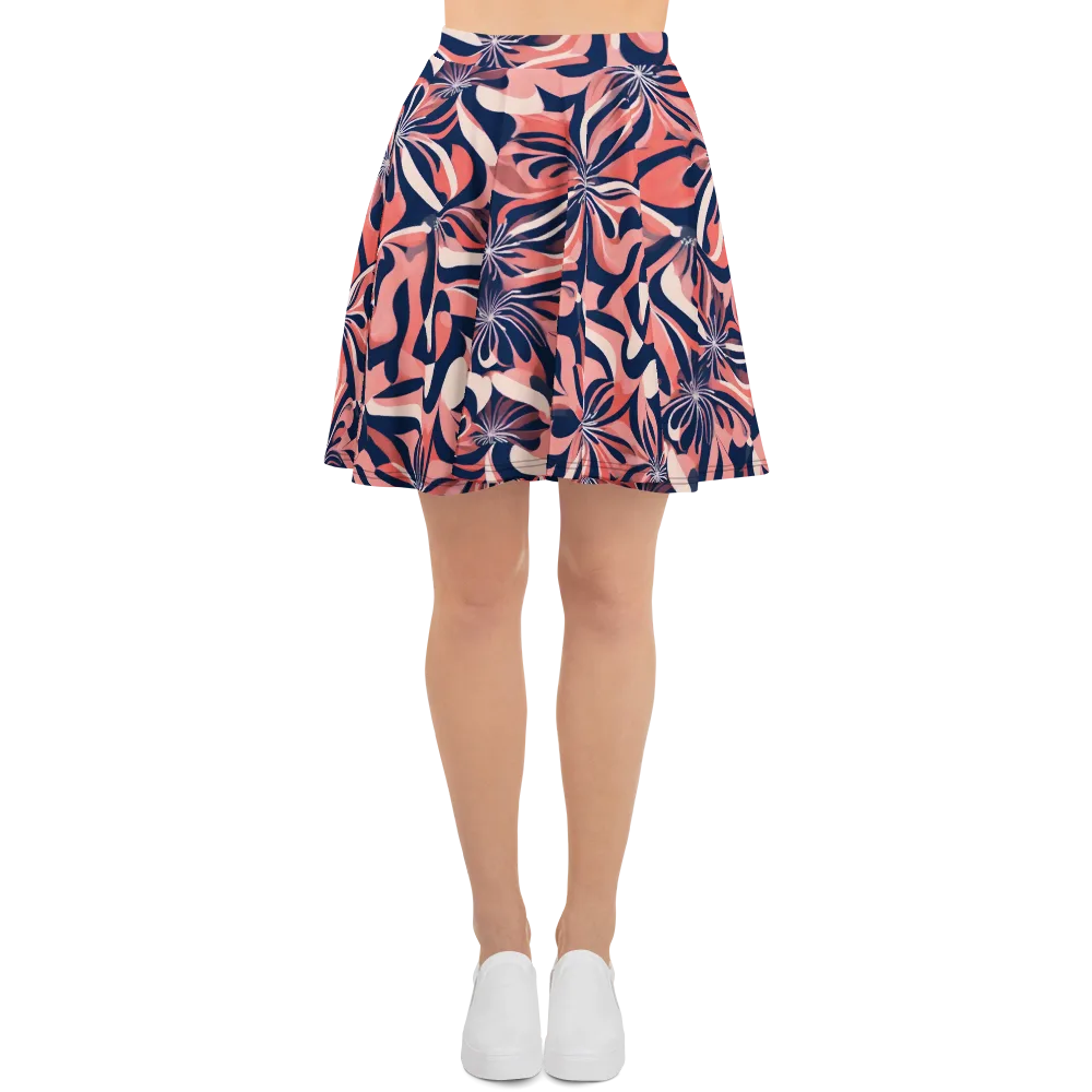 Navy Petal Voltage on Skater Skirt — Front