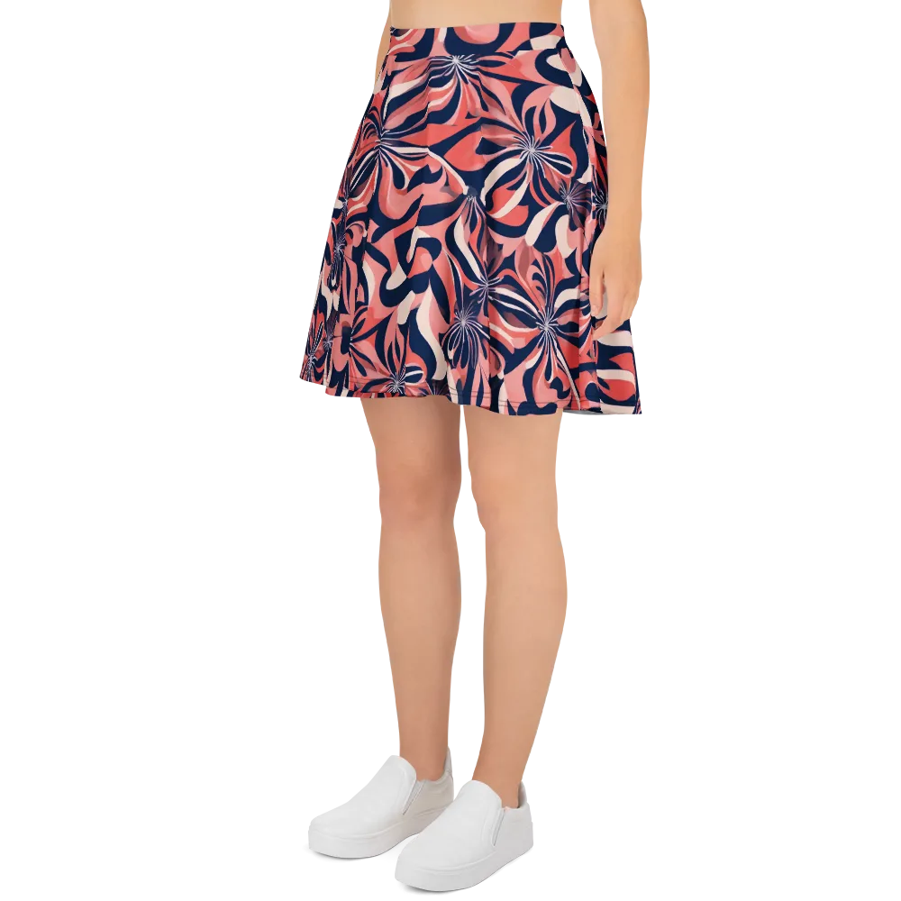 Navy Petal Voltage on Skater Skirt — Left