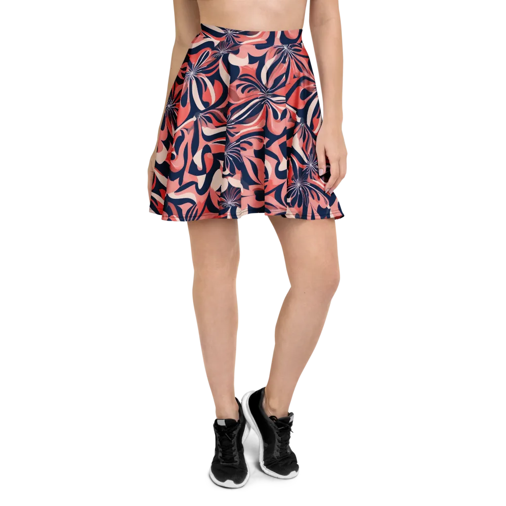 Navy Petal Voltage on Skater Skirt — Front
