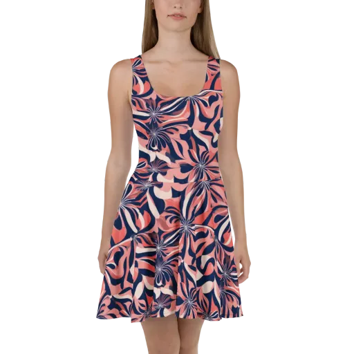Navy Petal Voltage on a Skater Dress