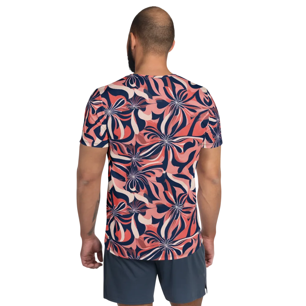 Navy Petal Voltage on Men's Athletic T-Shirt — Back