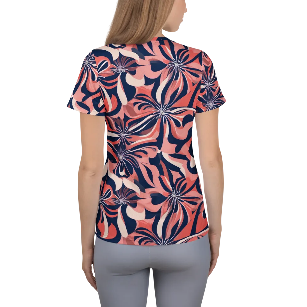 Navy Petal Voltage on Women's Athletic T-Shirt — Back