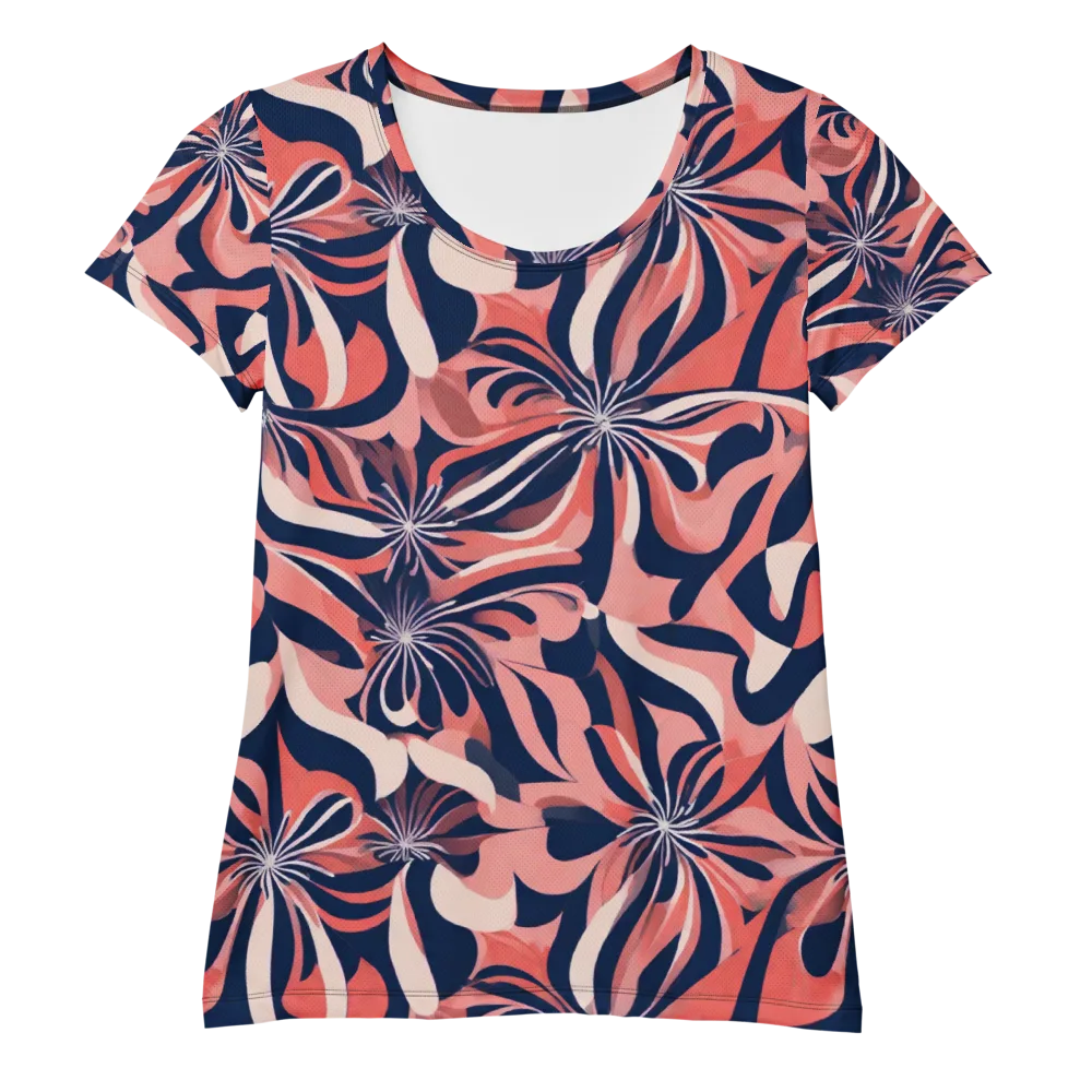 Navy Petal Voltage on Women's Athletic T-Shirt — Front