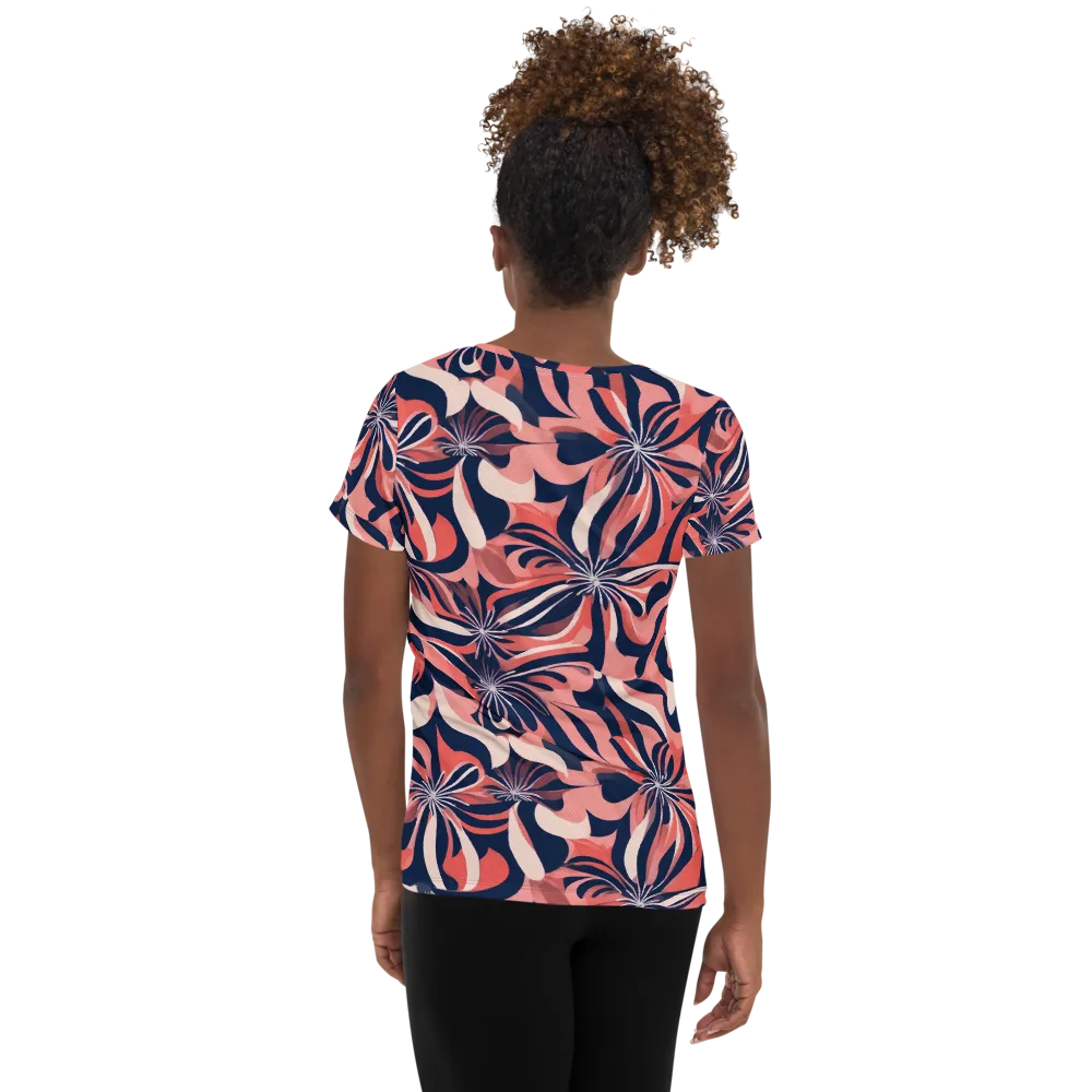 Navy Petal Voltage on Women's Athletic T-Shirt — Back