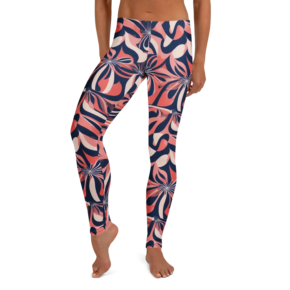 Navy Petal Voltage on Leggings — Front
