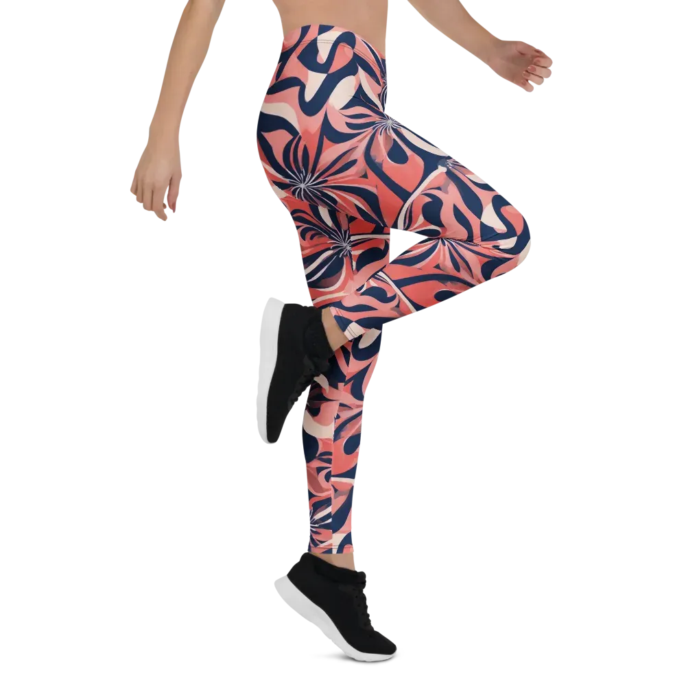 Navy Petal Voltage on Leggings — Right