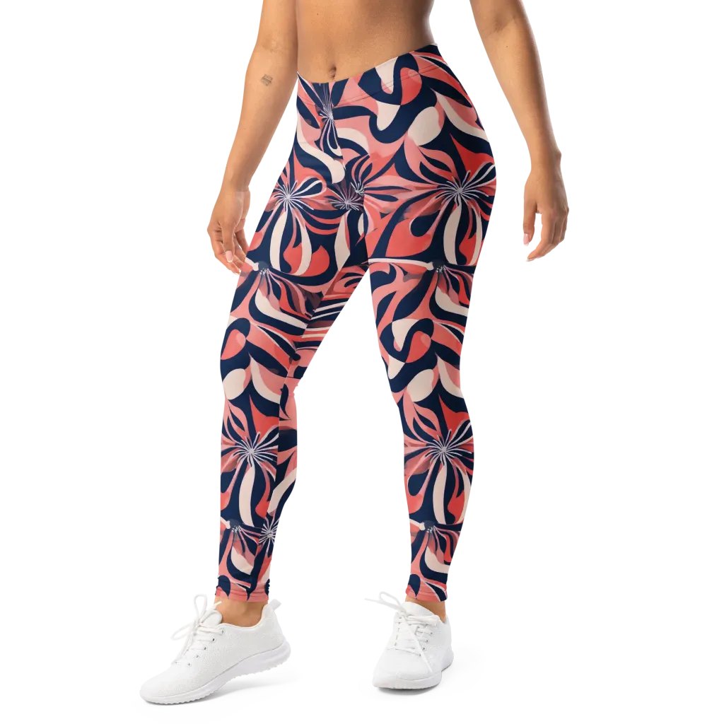 Navy Petal Voltage on Leggings — Left Front