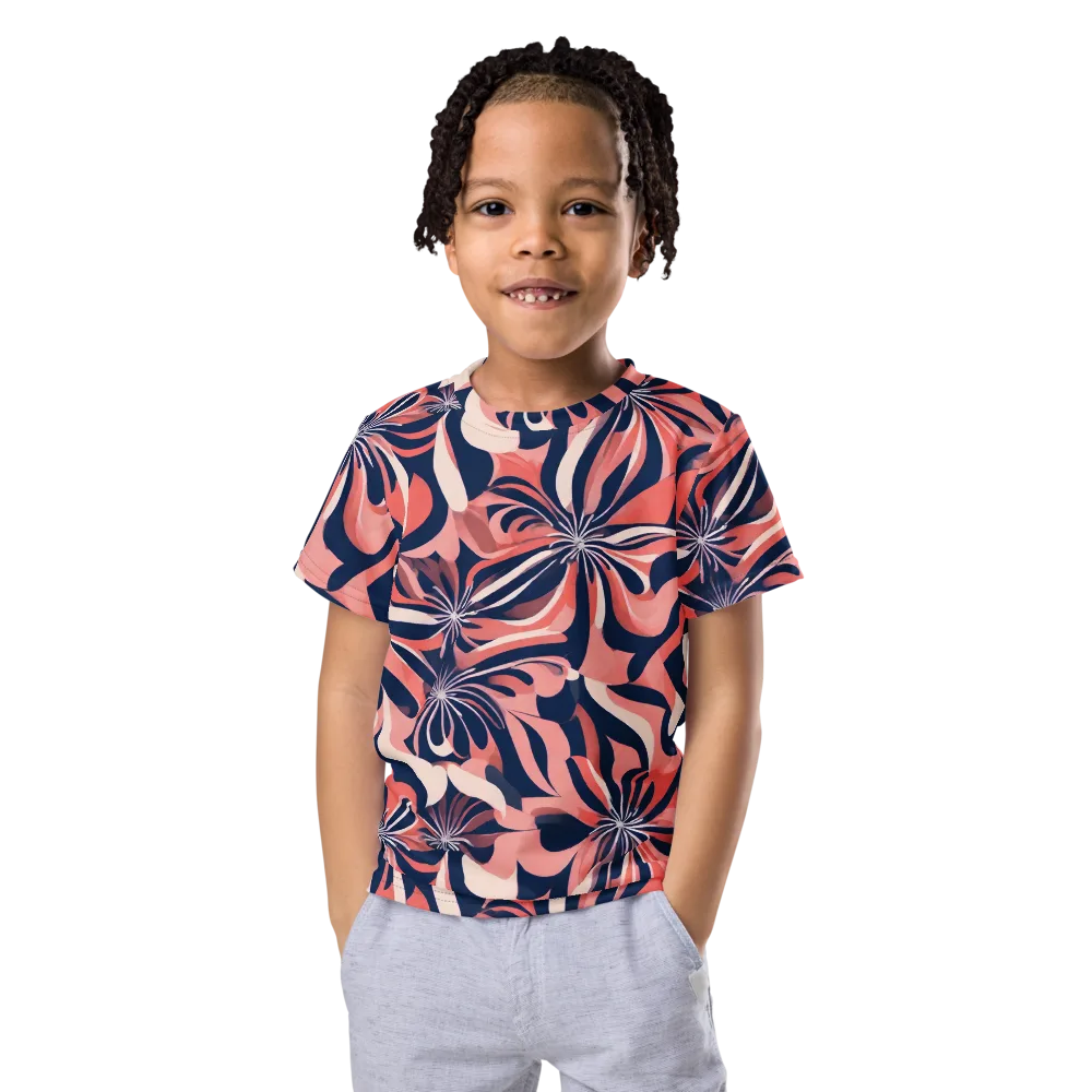 Navy Petal Voltage on Kids Crew Neck T-Shirt — Front