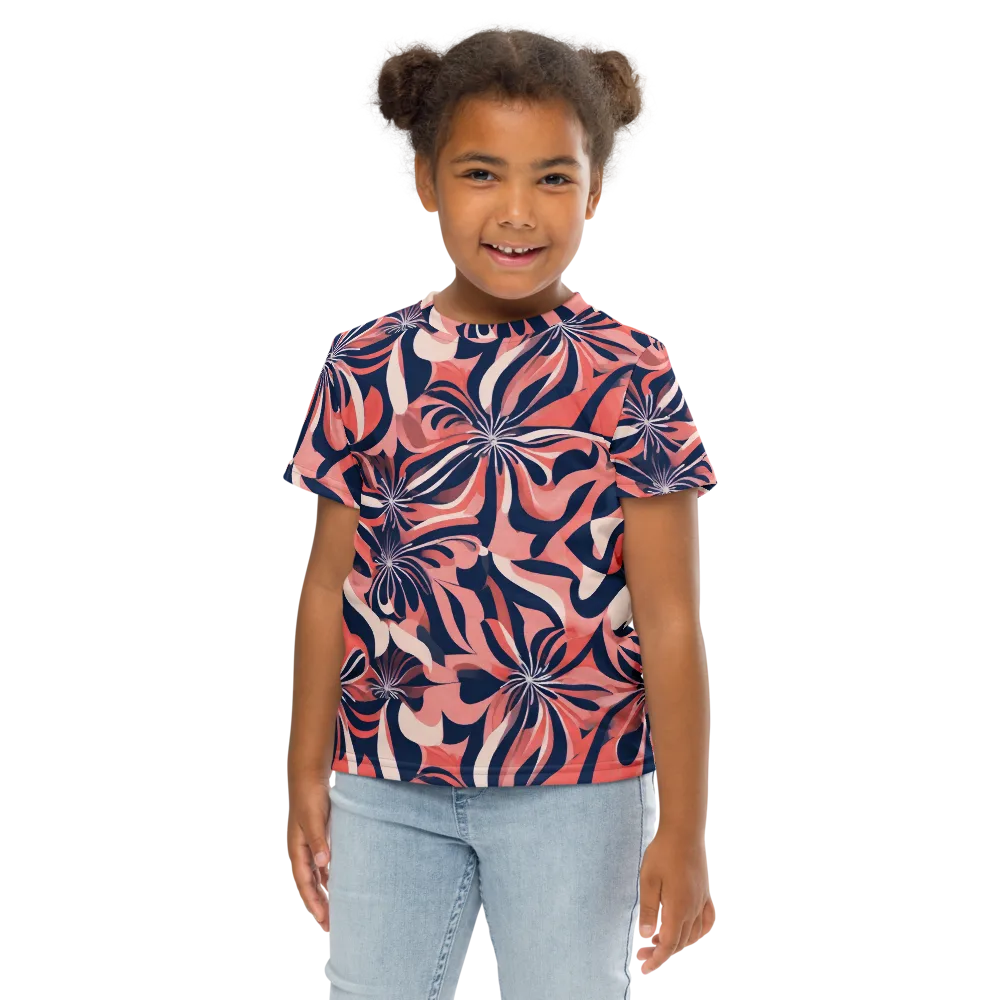 Navy Petal Voltage on Kids Crew Neck T-Shirt — Front