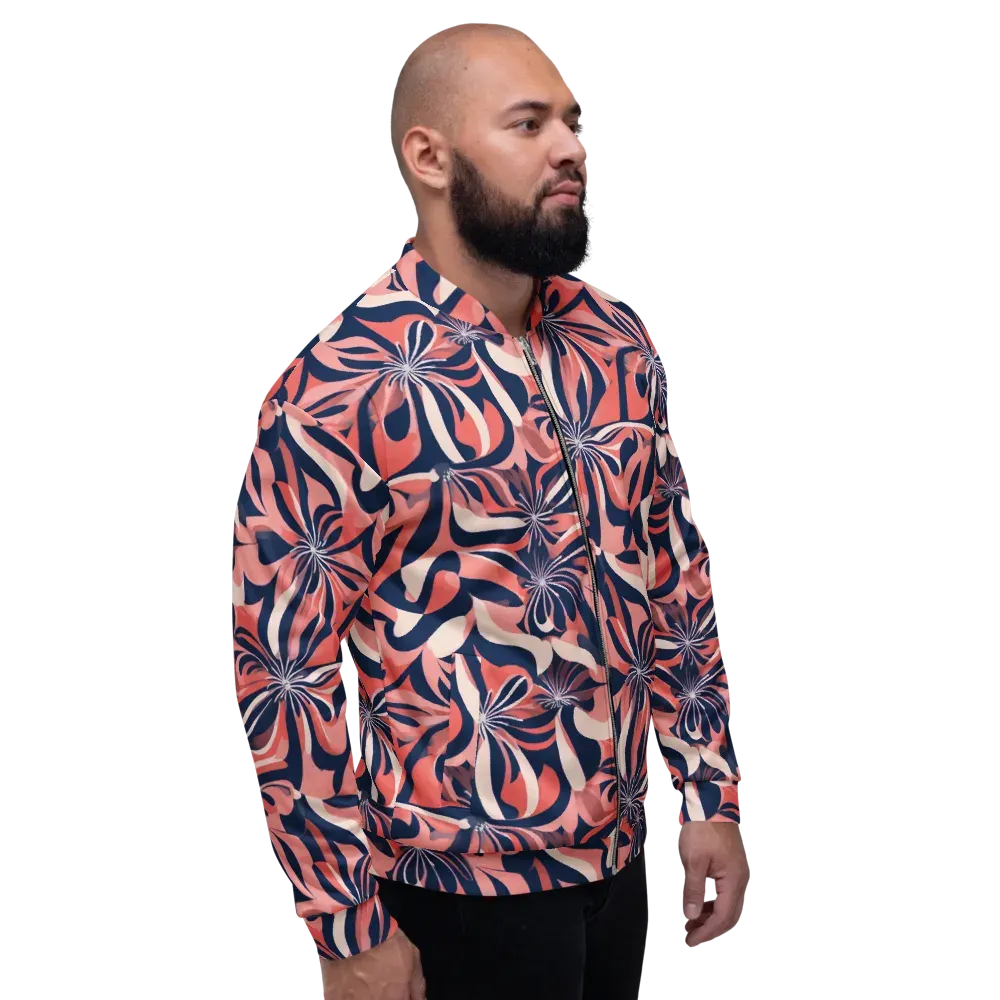 Navy Petal Voltage on Bomber Jacket — Right