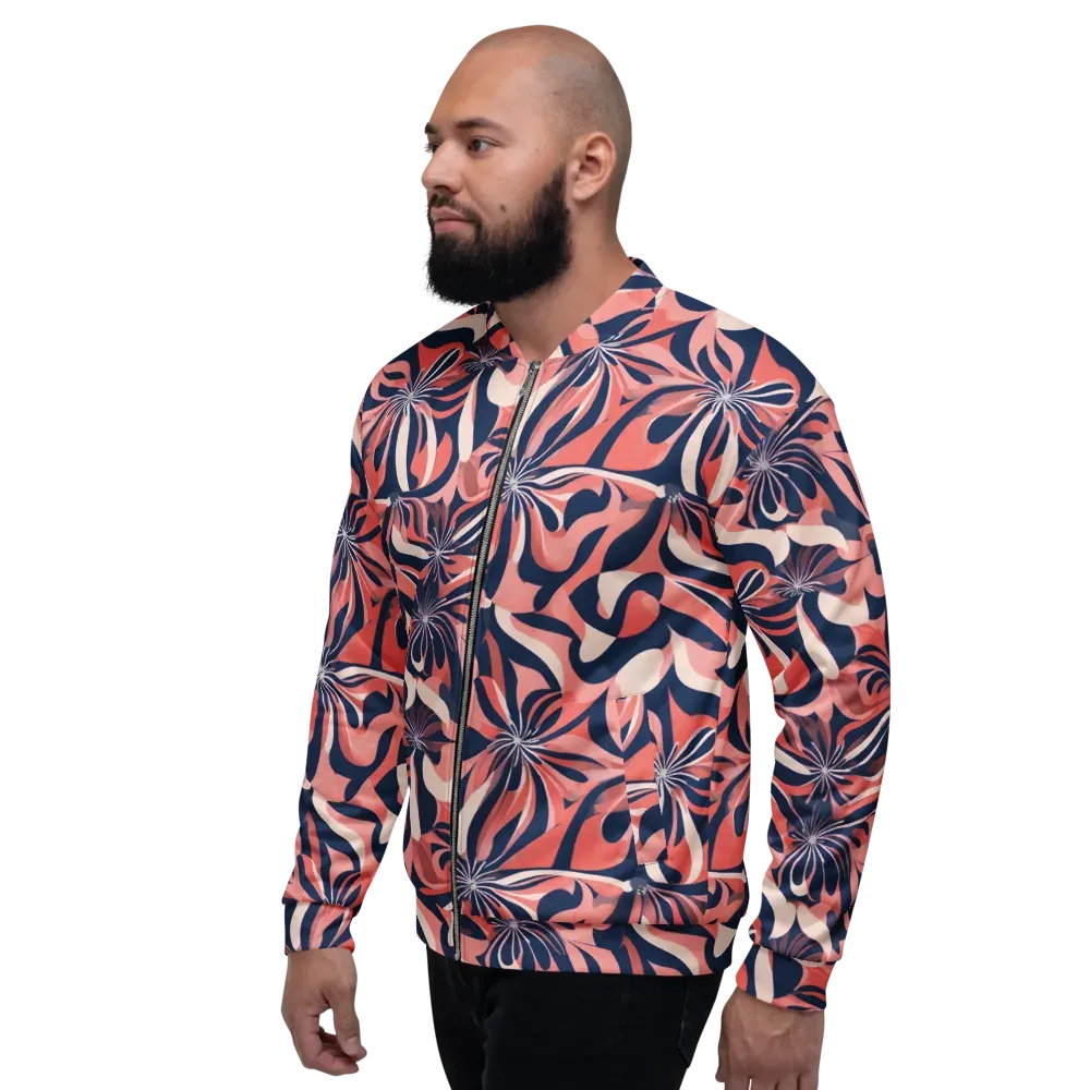Navy Petal Voltage on Bomber Jacket — Left