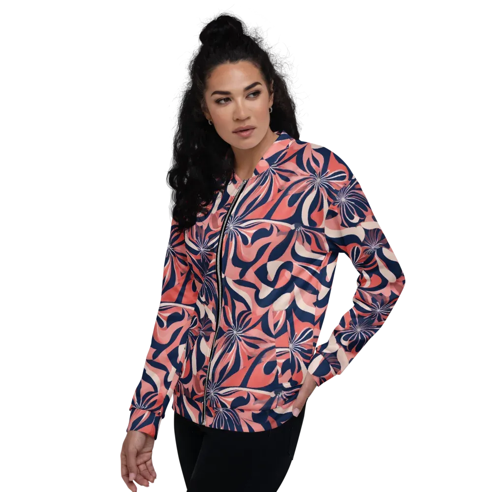 Navy Petal Voltage on Bomber Jacket — Left