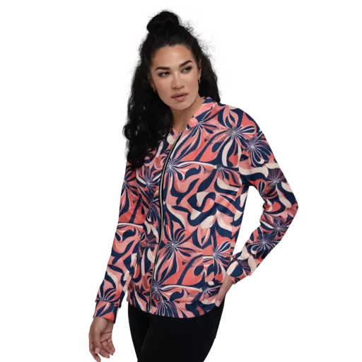 Navy Petal Voltage on a Bomber Jacket