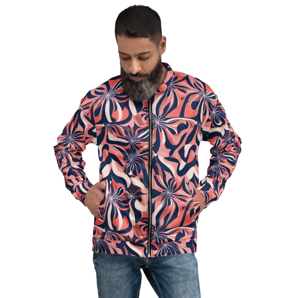 Navy Petal Voltage on Bomber Jacket — Front