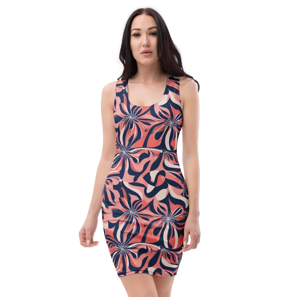 Navy Petal Voltage on Bodycon Dress — Front