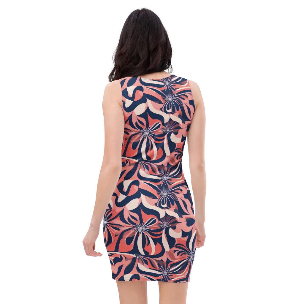 Navy Petal Voltage on Bodycon Dress — Back