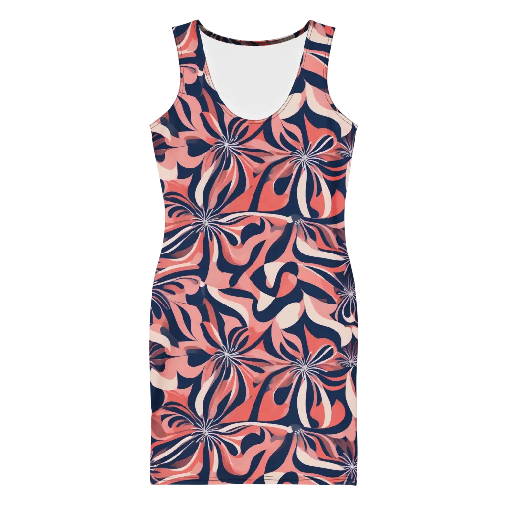 Navy Petal Voltage on Bodycon Dress — Front