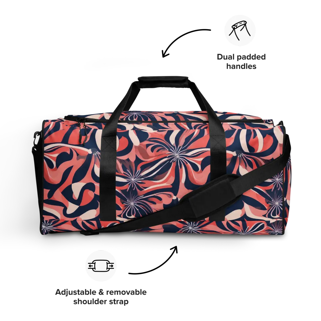 Navy Petal Voltage on Duffle Bag — Front