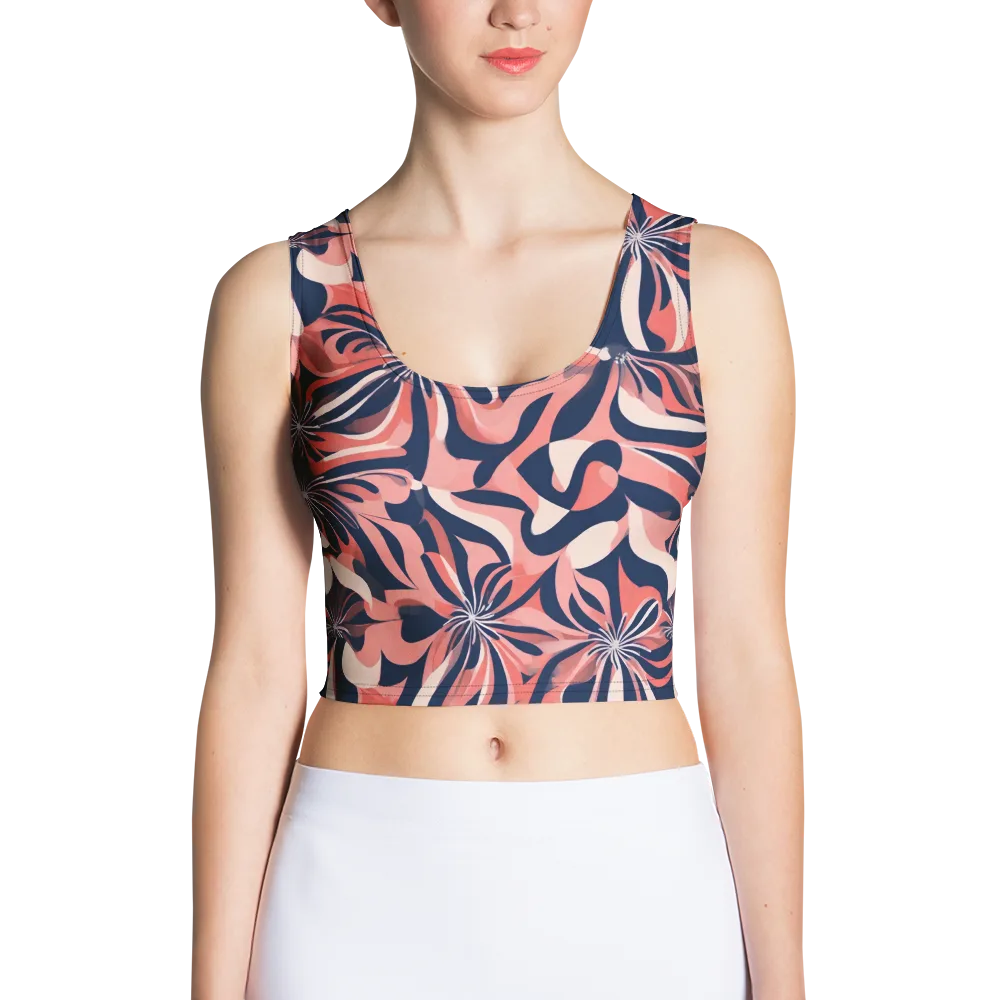 Navy Petal Voltage on Crop Top — Front