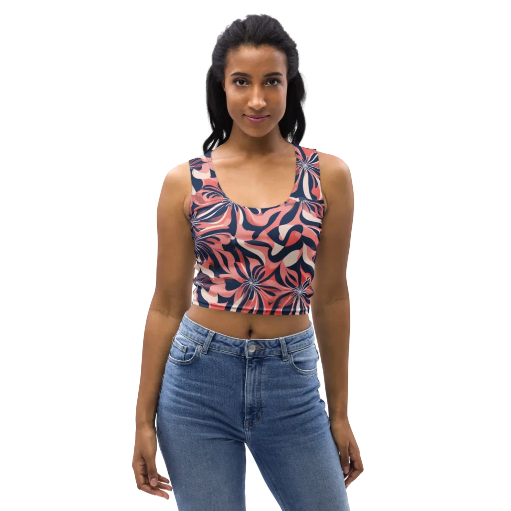 Navy Petal Voltage on Crop Top — Front