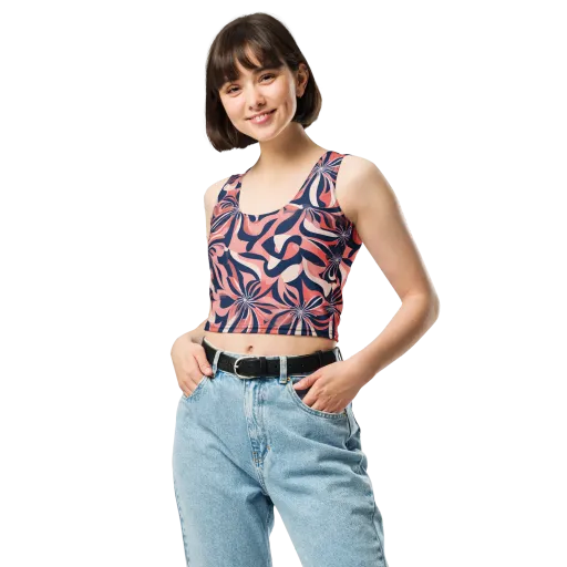 Navy Petal Voltage on a Crop Top