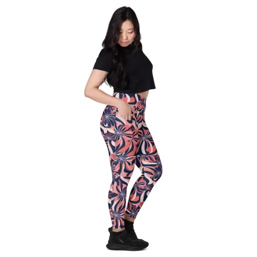 Navy Petal Voltage on a Leggings with Pockets
