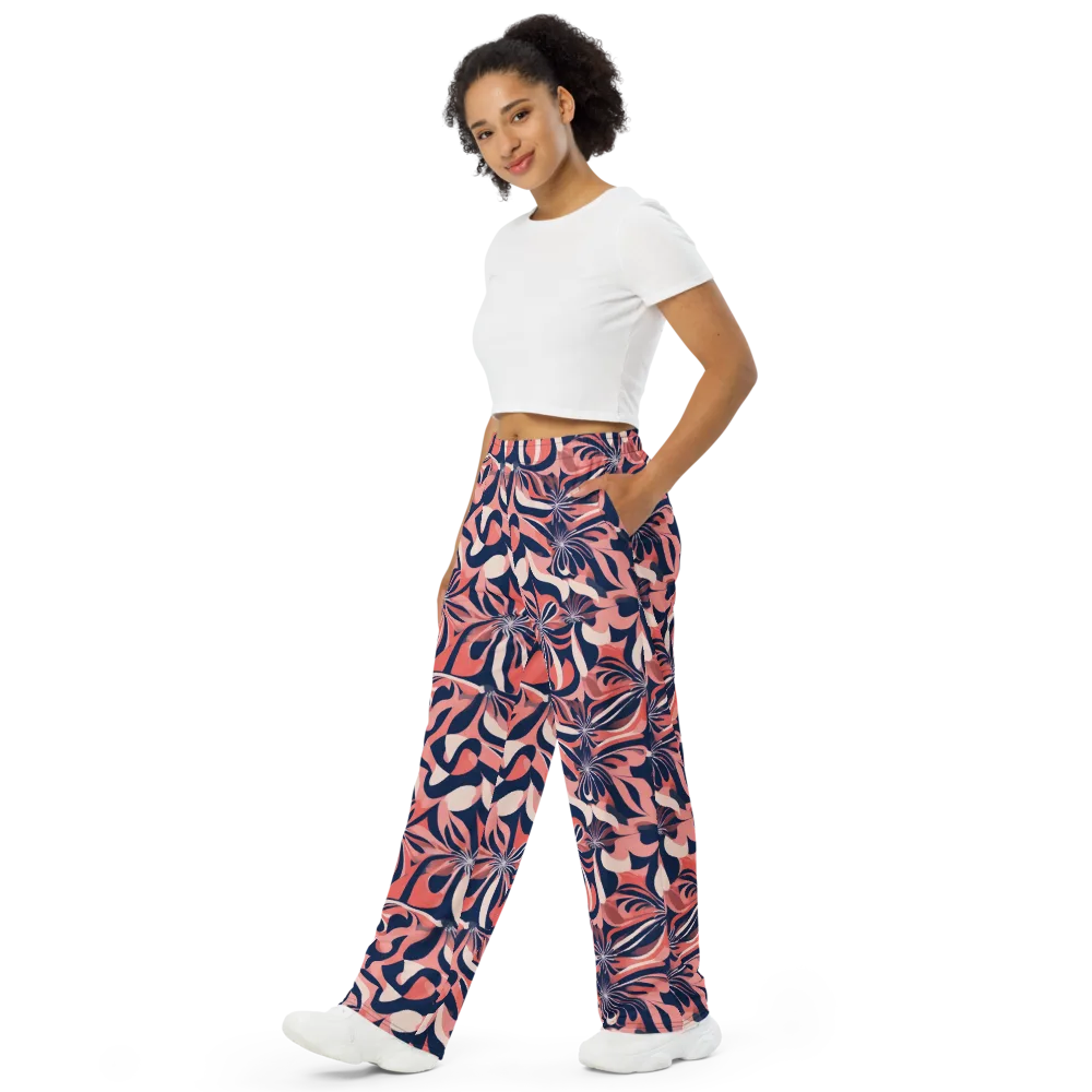 Navy Petal Voltage on Wide-Leg Pants — Left Front