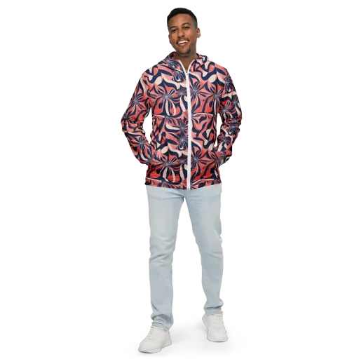 Navy Petal Voltage on a Men's Windbreaker