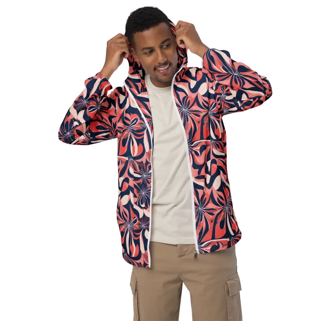 Navy Petal Voltage on Men's Windbreaker — Front