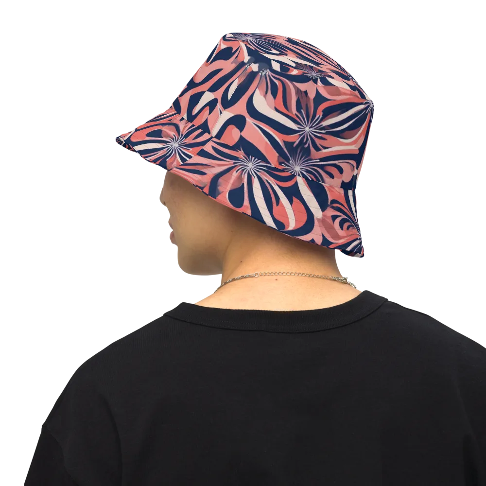 Navy Petal Voltage on Reversible Bucket Hat — Back Inside