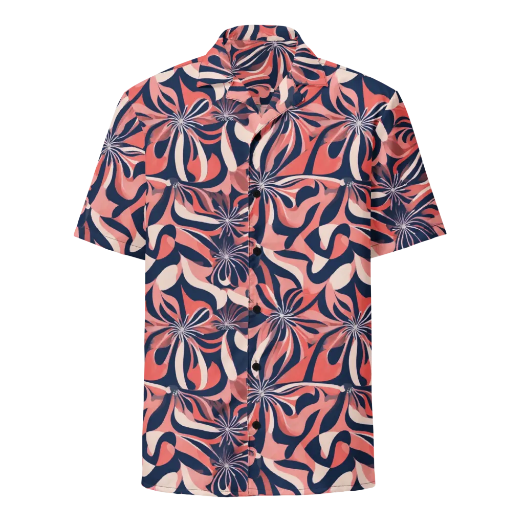 Navy Petal Voltage on Button Shirt — Front