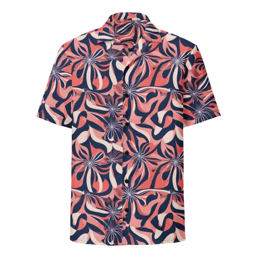 Navy Petal Voltage on a Button Shirt
