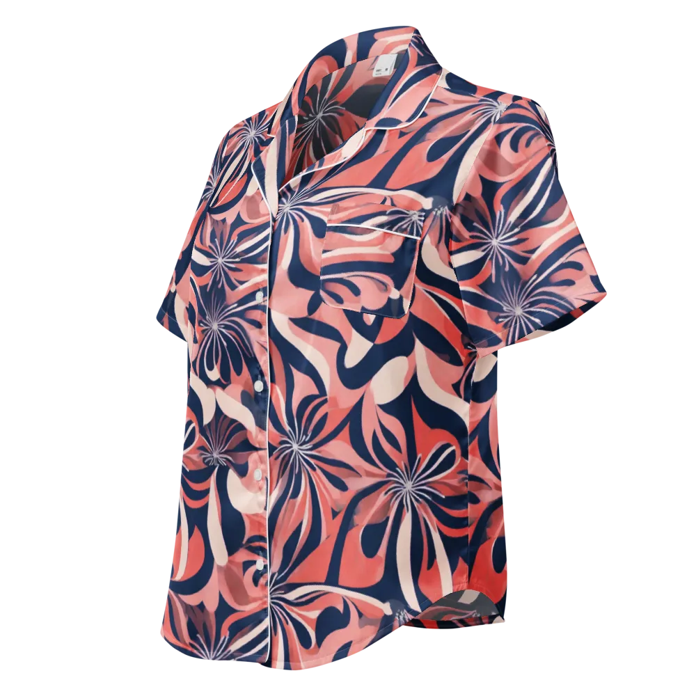 Navy Petal Voltage on Women's Short Sleeve Pajama Top — Left Front