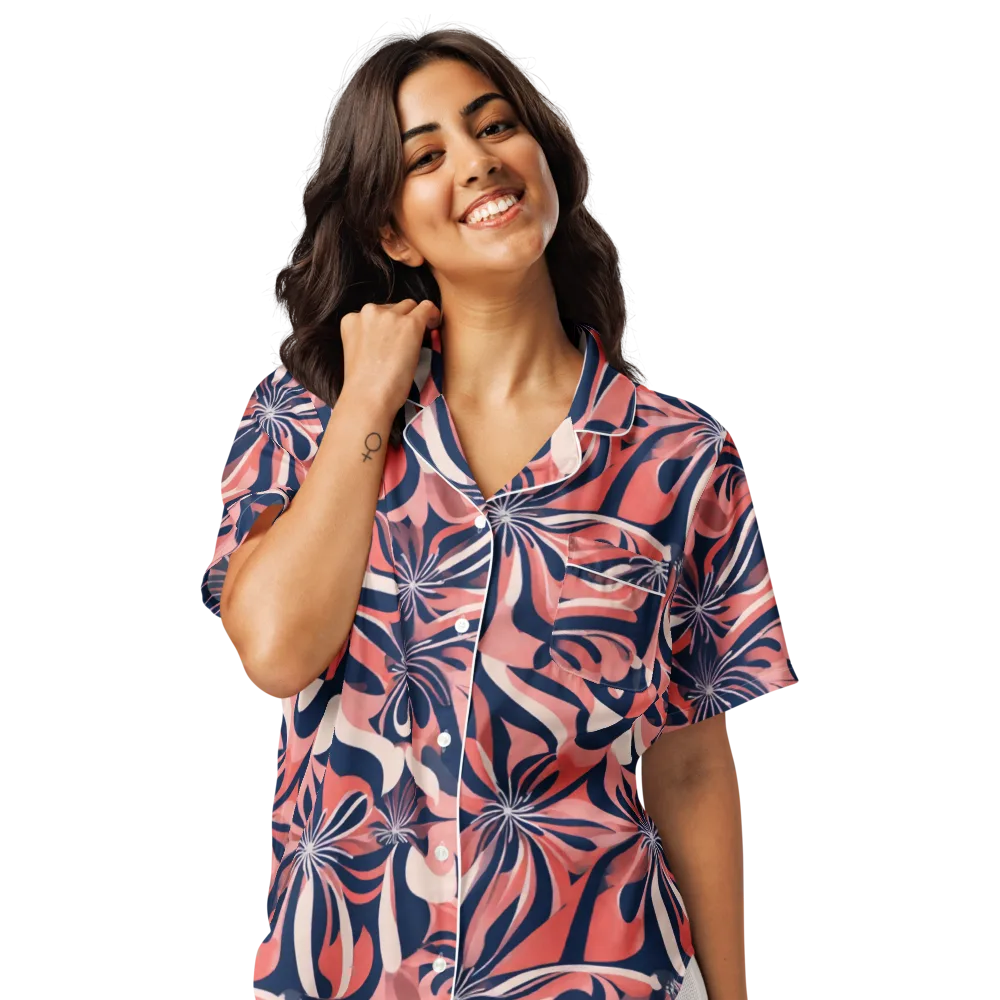 Navy Petal Voltage on Women's Short Sleeve Pajama Top — Front