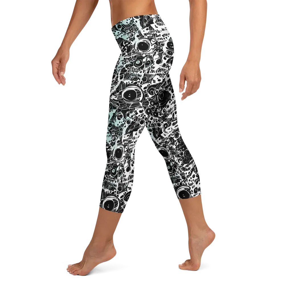 Static Bloom on Capri Leggings — Left