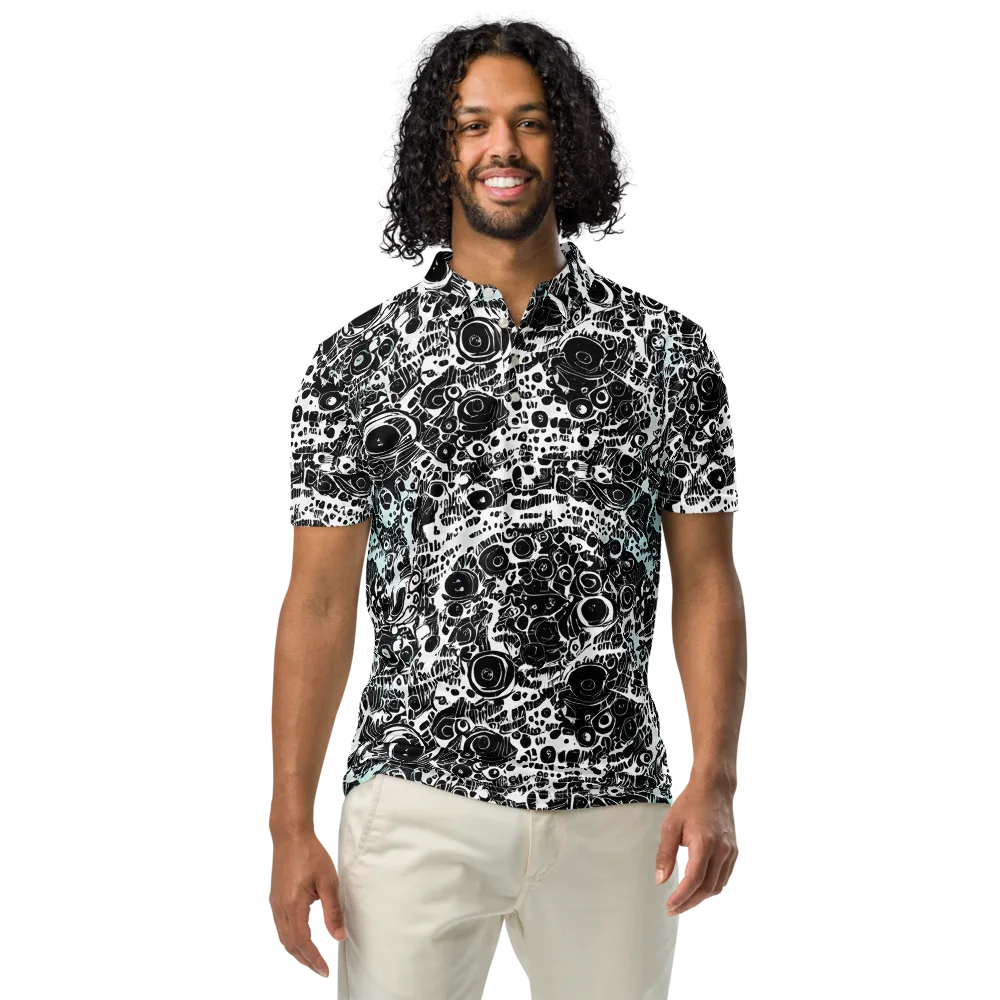 Static Bloom on Men's Slim Fit Polo Shirt — Front