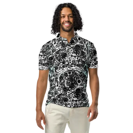 Static Bloom on a Men's Slim Fit Polo Shirt