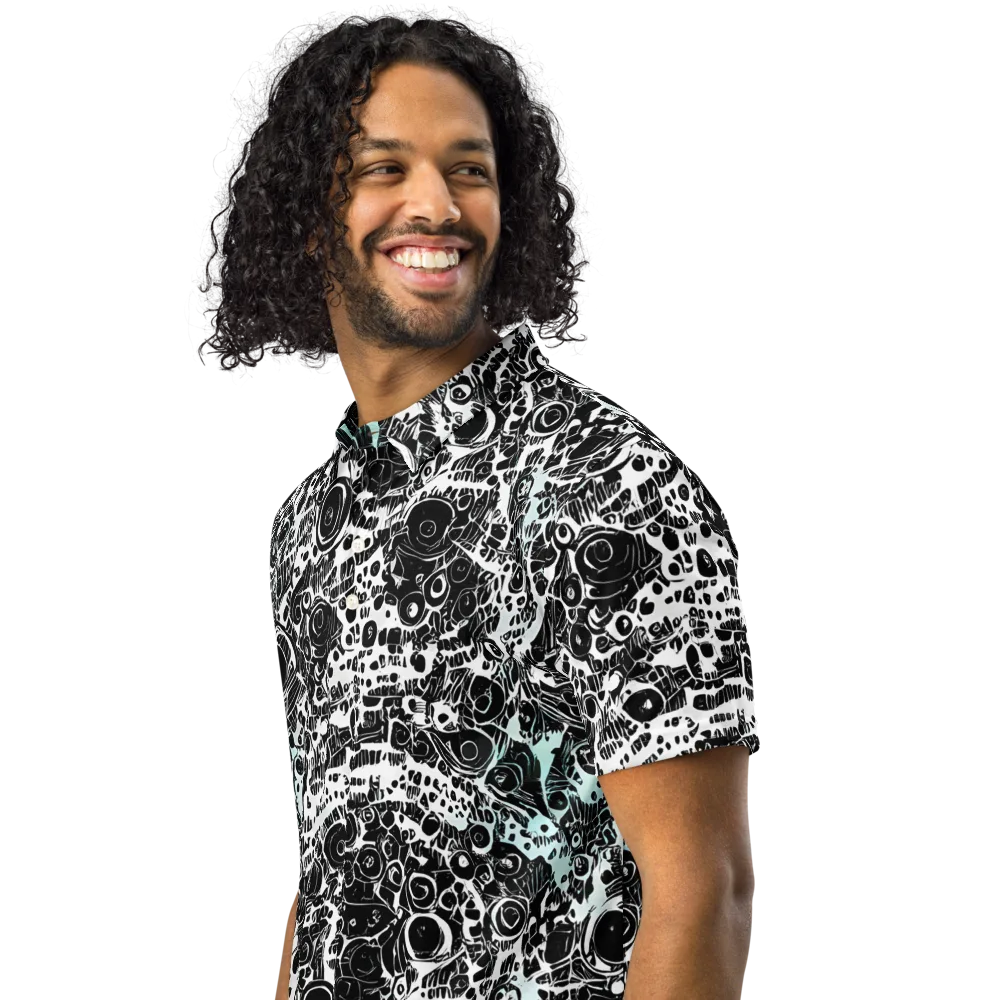 Static Bloom on Men's Slim Fit Polo Shirt — Left Front