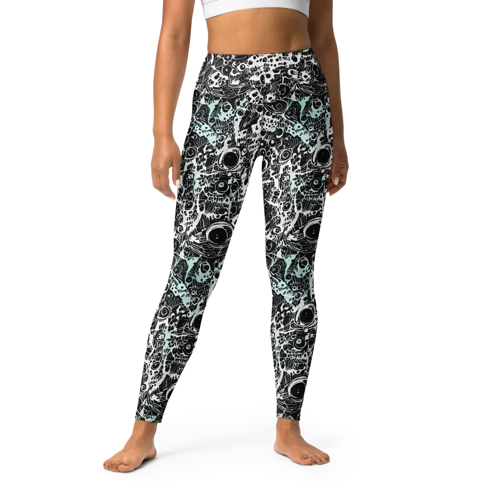 Static Bloom on Yoga Leggings — Front