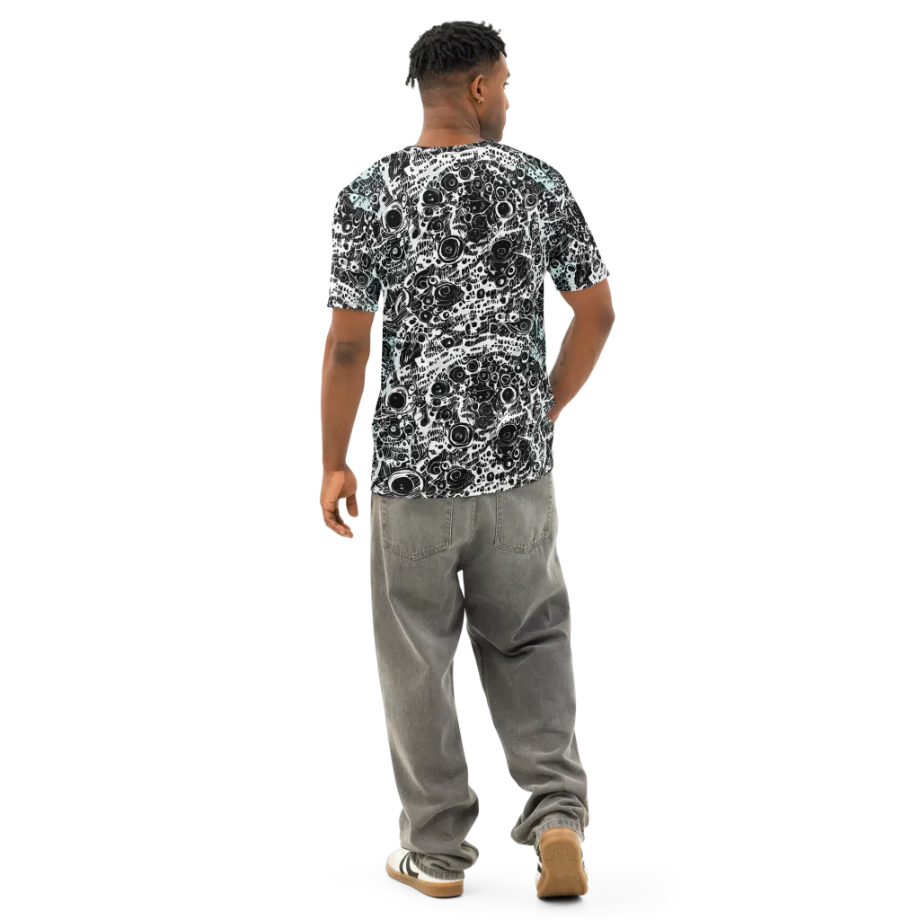 Static Bloom on Men's Cotton Crew Neck T-Shirt — Back