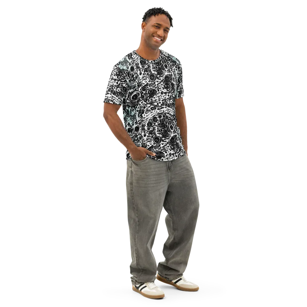 Static Bloom on Men's Cotton Crew Neck T-Shirt — Right Front