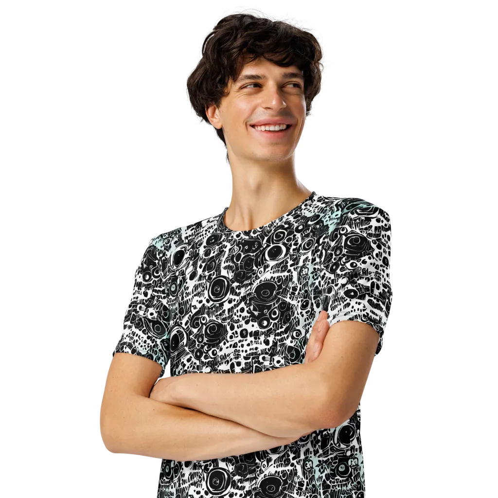Static Bloom on Men's Crew Neck T-Shirt — Left Front