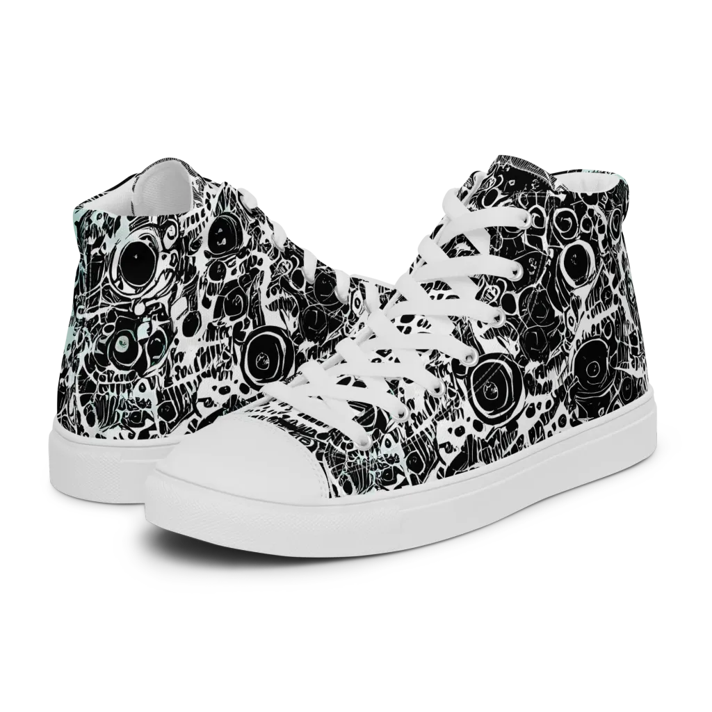 Static Bloom on Men's High Top Canvas Shoes — Left