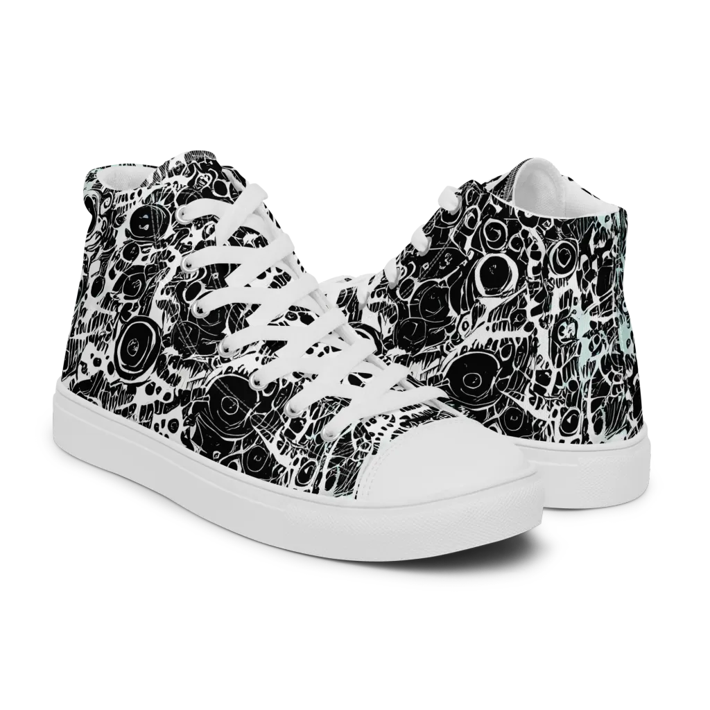 Static Bloom on Men's High Top Canvas Shoes — Right